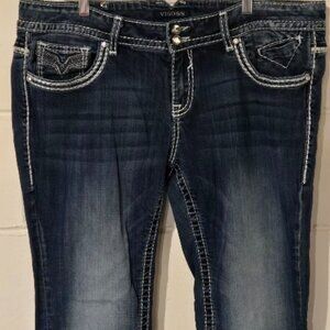 Vigoss New York Slim Boot Jeans Size 20 Embellished Pockets Dark Wash Size 20/33